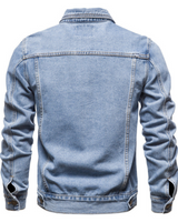 Men’s Denim Trucker Jacket with Button Front and Flap Pockets-Jackets for men-CaldwellVoss