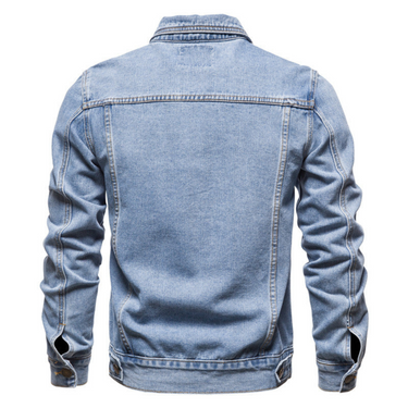 Men’s Denim Trucker Jacket with Button Front and Flap Pockets-Jackets for men-CaldwellVoss