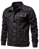 Men’s Denim Trucker Jacket with Button Front and Flap Pockets-Jackets for men-CaldwellVoss