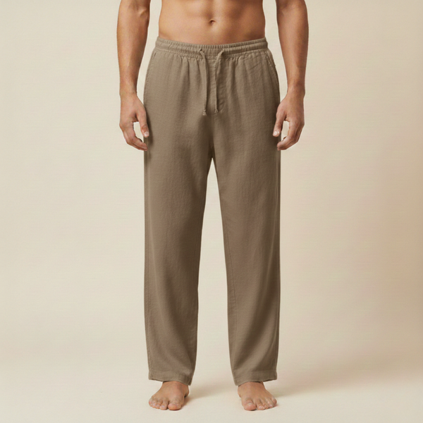 Mens Drawstring Waist Straight Leg Trousers-Pants for Men-CaldwellVoss