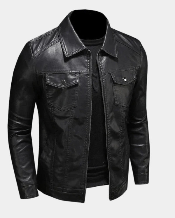 Men’s Faux Material Jacket with Flap Pockets-Jackets for men-CaldwellVoss