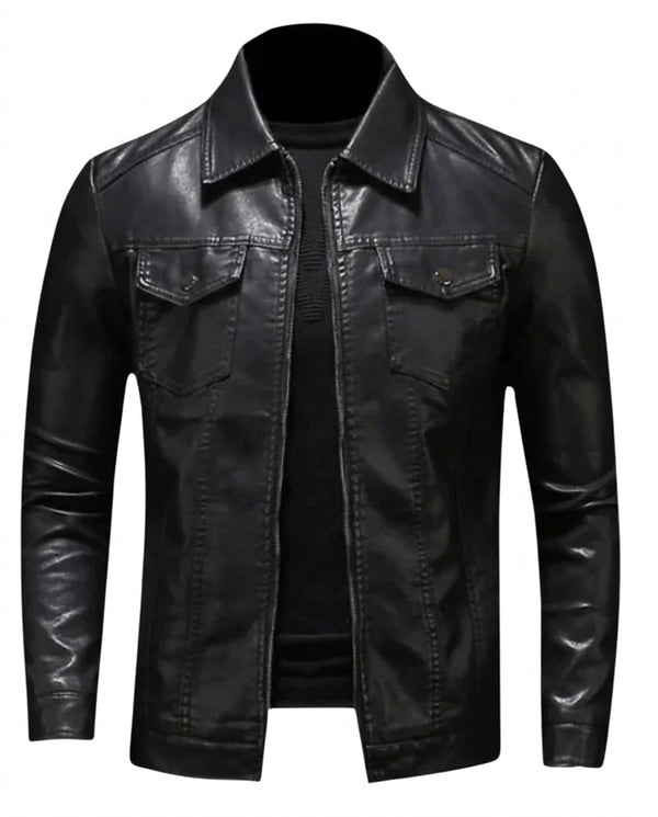 Men’s Faux Material Jacket with Flap Pockets-Jackets for men-CaldwellVoss
