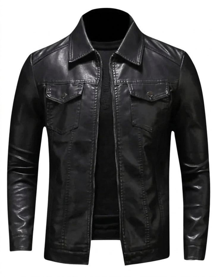 Men’s Faux Material Jacket with Flap Pockets-Jackets for men-CaldwellVoss