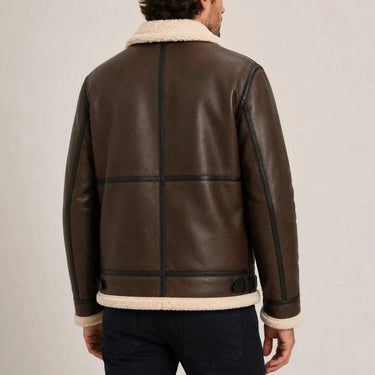 Men’s Faux Shearling Lined Aviator Jacket-Jackets for men-CaldwellVoss