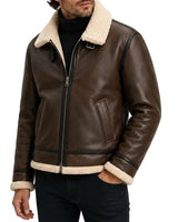 Men’s Faux Shearling Lined Aviator Jacket-Jackets for men-CaldwellVoss