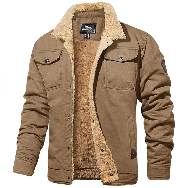Men’s Fleece Lined Button Front Utility Jacket-Jackets for men-CaldwellVoss