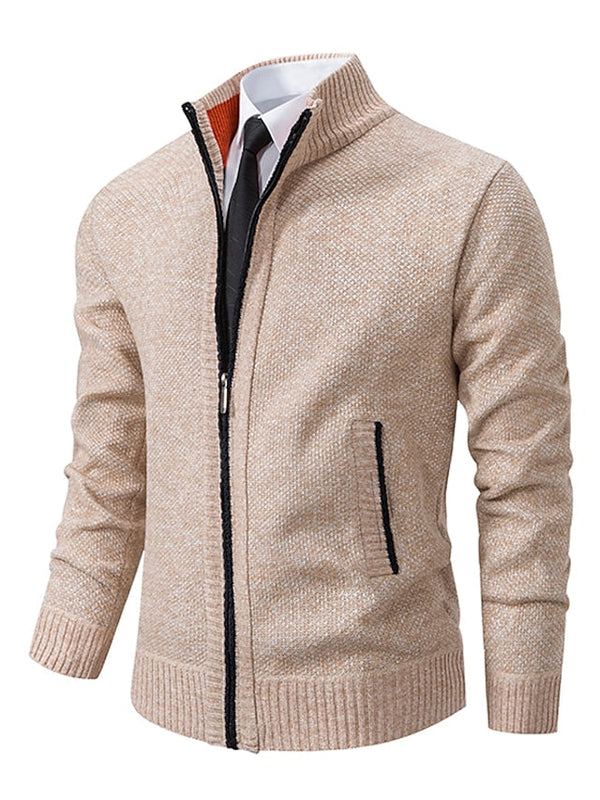 Men’s Full-Zip Ribbed Knit Cardigan-Cardigan for men-CaldwellVoss