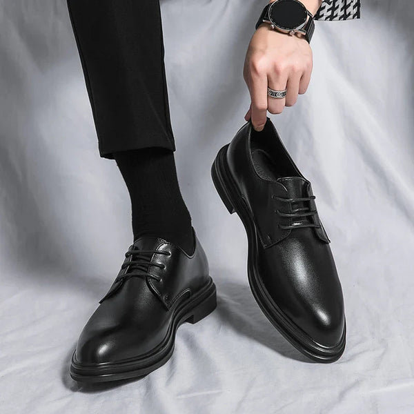 Men's Glossy Patent Derby Shoes with Thick Platform Soles-Dress shoes for men-CaldwellVoss