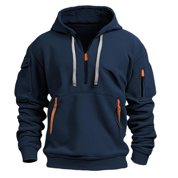 Men’s Half-Zip Pullover Hoodie with Utility Pockets-Jackets for men-CaldwellVoss