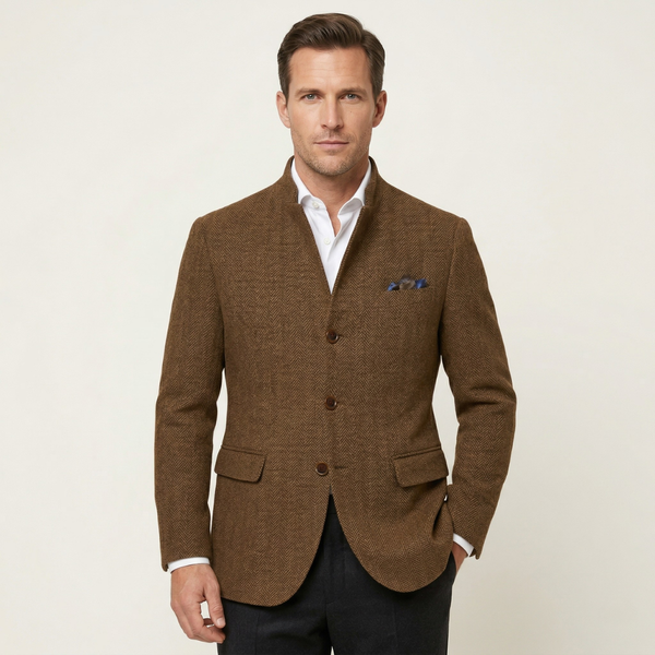 Men’s Herringbone Tweed Blazer Jacket-Jackets for men-CaldwellVoss