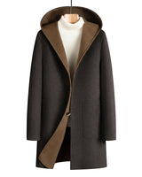 Men’s Hooded Button Front Overcoat-Coats for men-CaldwellVoss