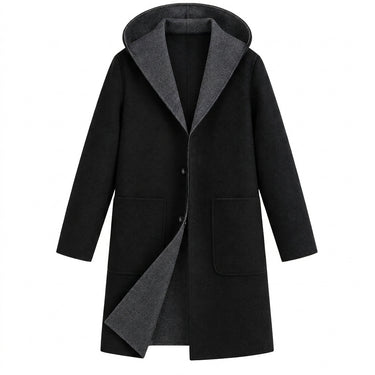 Men’s Hooded Button Front Overcoat-Coats for men-CaldwellVoss