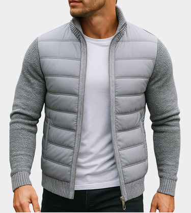 Men’s Hybrid Knit Jacket with Padded Front Panel-Jackets for men-CaldwellVoss