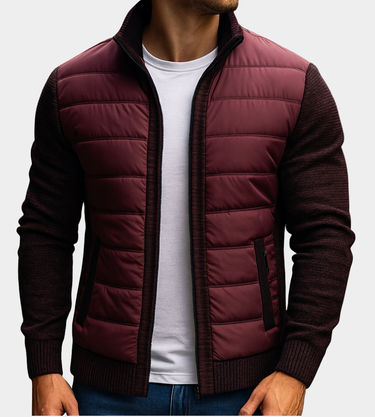 Men’s Hybrid Knit Jacket with Padded Front Panel-Jackets for men-CaldwellVoss
