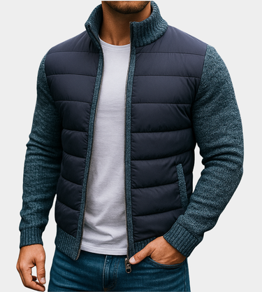 Men’s Hybrid Knit Jacket with Padded Front Panel-Jackets for men-CaldwellVoss