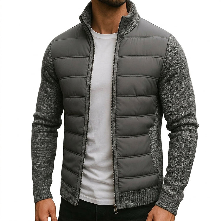 Men’s Hybrid Knit Jacket with Padded Front Panel-Jackets for men-CaldwellVoss
