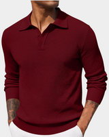 Men’s Knit Polo Shirt with Textured Pattern-T-Shirts & Polos for men-CaldwellVoss