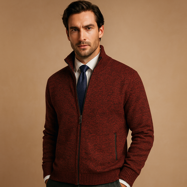 Men’s Knit Zip-Up Mock Neck Jacket-Sweaters for men-CaldwellVoss