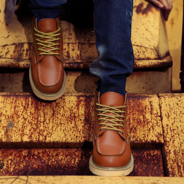 Men’s Lace-Up Moc-Toe Ankle Boots-Footwear for men-CaldwellVoss
