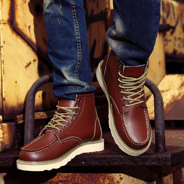 Men’s Lace-Up Moc-Toe Ankle Boots-Footwear for men-CaldwellVoss