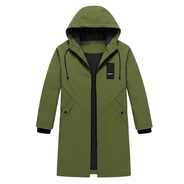 Men’s Long Hooded Jacket with Drawstring and Front Zip-Jackets for men-CaldwellVoss