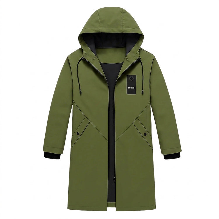 Men’s Long Hooded Jacket with Drawstring and Front Zip-Jackets for men-CaldwellVoss