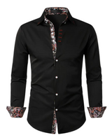 Men’s Long Sleeve Button Down Shirt with Paisley Pattern Accents-Shirts for men-CaldwellVoss