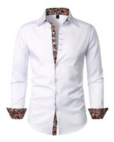 Men’s Long Sleeve Button Down Shirt with Paisley Pattern Accents-Shirts for men-CaldwellVoss