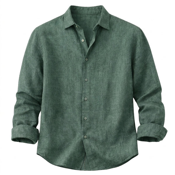 Men's Long Sleeve Linen Button-Up Shirt-Shirts for men-CaldwellVoss
