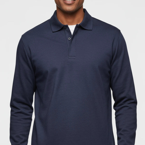 Men’s Long Sleeve Polo Shirt with Button Placket-Shirts for men-CaldwellVoss