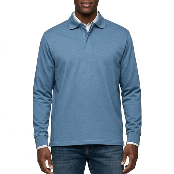 Men’s Long Sleeve Polo Shirt with Button Placket-Shirts for men-CaldwellVoss