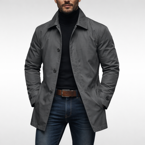 Men’s Mid-Length Button-Front Coat-Coats for men-CaldwellVoss