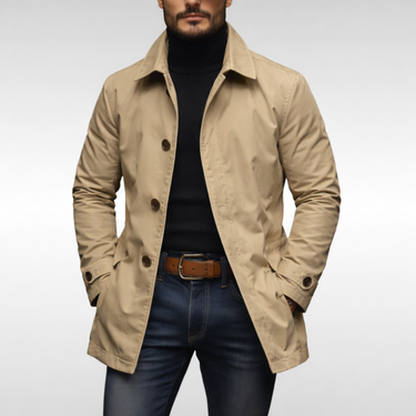 Men’s Mid-Length Button-Front Coat-Coats for men-CaldwellVoss
