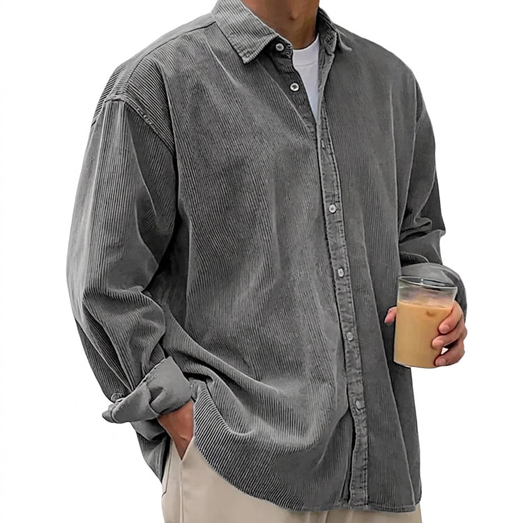 Men’s Oversized Corduroy Button Down Shirt-Shirts for men-CaldwellVoss