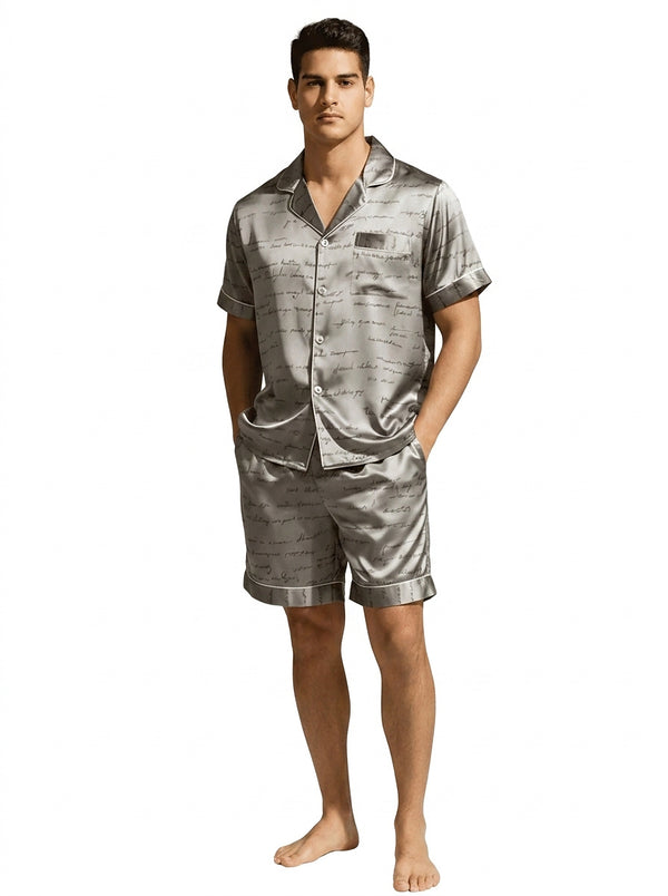 Men’s Printed Short Sleeve Pajama Set-Sets for Men-CaldwellVoss