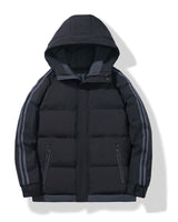 Men’s Puffer Jacket with Hood and Striped Sleeves-Jackets for men-CaldwellVoss