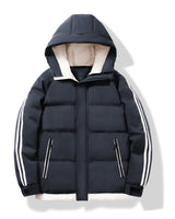 Men’s Puffer Jacket with Hood and Striped Sleeves-Jackets for men-CaldwellVoss