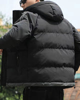 Men’s Puffer Jacket with Hood and Striped Sleeves-Jackets for men-CaldwellVoss