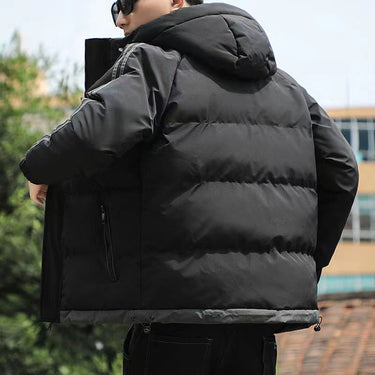 Men’s Puffer Jacket with Hood and Striped Sleeves-Jackets for men-CaldwellVoss