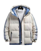 Men’s Puffer Jacket with Hood and Striped Sleeves-Jackets for men-CaldwellVoss
