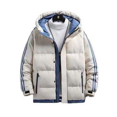 Men’s Puffer Jacket with Hood and Striped Sleeves-Jackets for men-CaldwellVoss