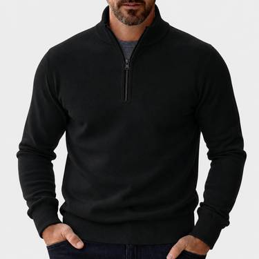 Men’s Quarter-Zip Pullover Sweater with Ribbed Trim-Sweaters for men-CaldwellVoss