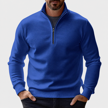 Men’s Quarter-Zip Pullover Sweater with Ribbed Trim-Sweaters for men-CaldwellVoss