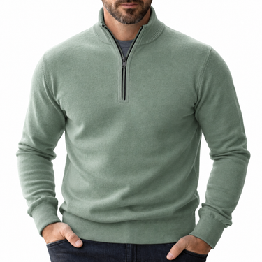 Men’s Quarter-Zip Pullover Sweater with Ribbed Trim-Sweaters for men-CaldwellVoss