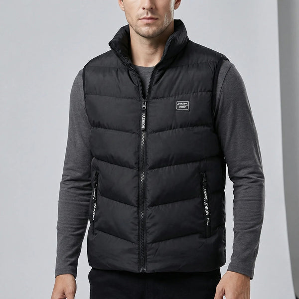 Men's Quilted Vest with Stand-Up Collar and Zipper-Vests for men-CaldwellVoss
