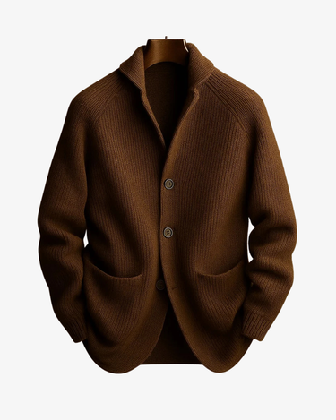 Men’s Ribbed Knit Cardigan with Shawl Collar-Cardigan for men-CaldwellVoss