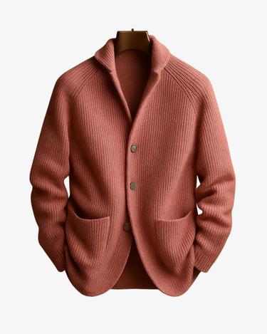 Men’s Ribbed Knit Cardigan with Shawl Collar-Cardigan for men-CaldwellVoss
