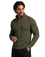 Men’s Ribbed Knit Zip Up Cardigan-Cardigan for men-CaldwellVoss
