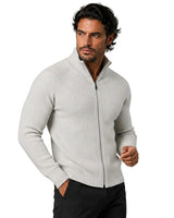 Men’s Ribbed Knit Zip Up Cardigan-Cardigan for men-CaldwellVoss