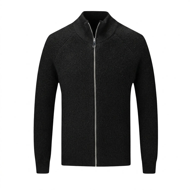 Men’s Ribbed Knit Zip Up Cardigan-Cardigan for men-CaldwellVoss